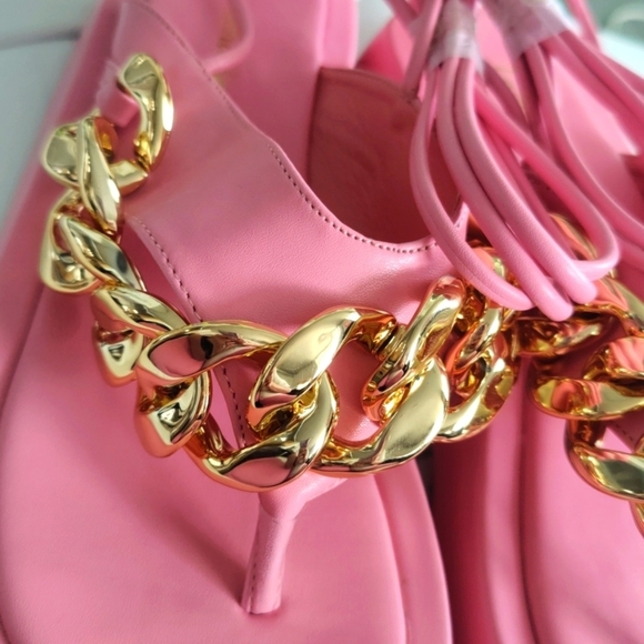 Pink gladiator chain lace up sandals - Picture 9 of 12